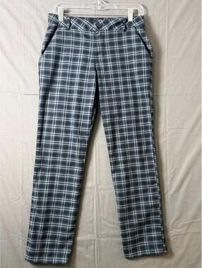 Lee Wrinkle Free Plaid Trousers Womens Grey Blue Black Straight Leg Career